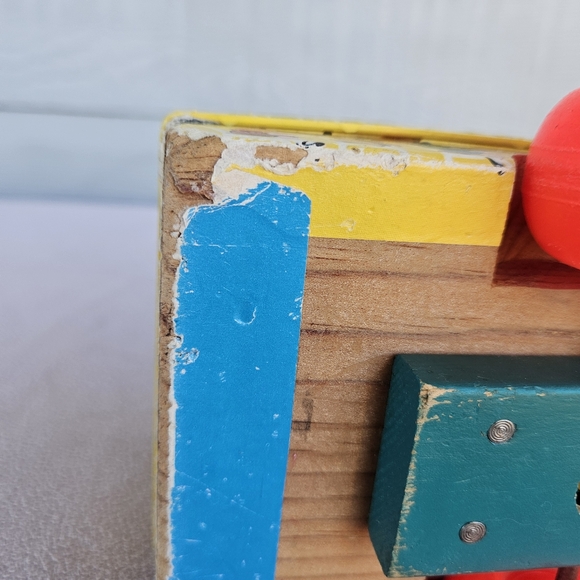 VTG Fisher Price School Bus #192 Little Peg People 1965 No Figures Wooden Bottom - Picture 7 of 10